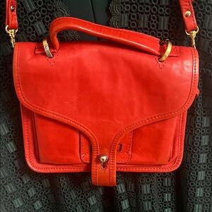 Opening Ceremony Red Calf skin Leather Crossbody Bag